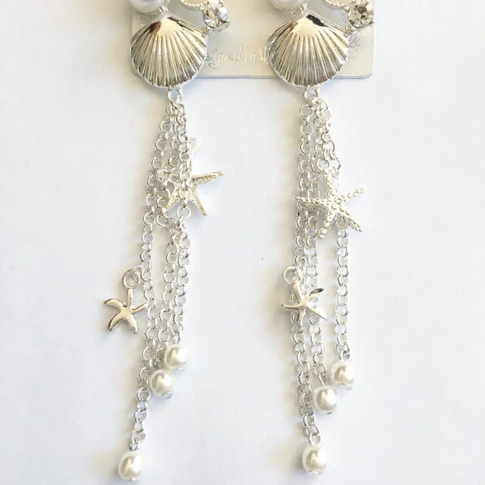 Tropical 🏝 Theme Chain Fringe Statement Earrings